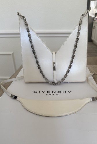 GIVENCHY Cut Out Mini Ivory White Box Calfskin Leather Shoulder Bag