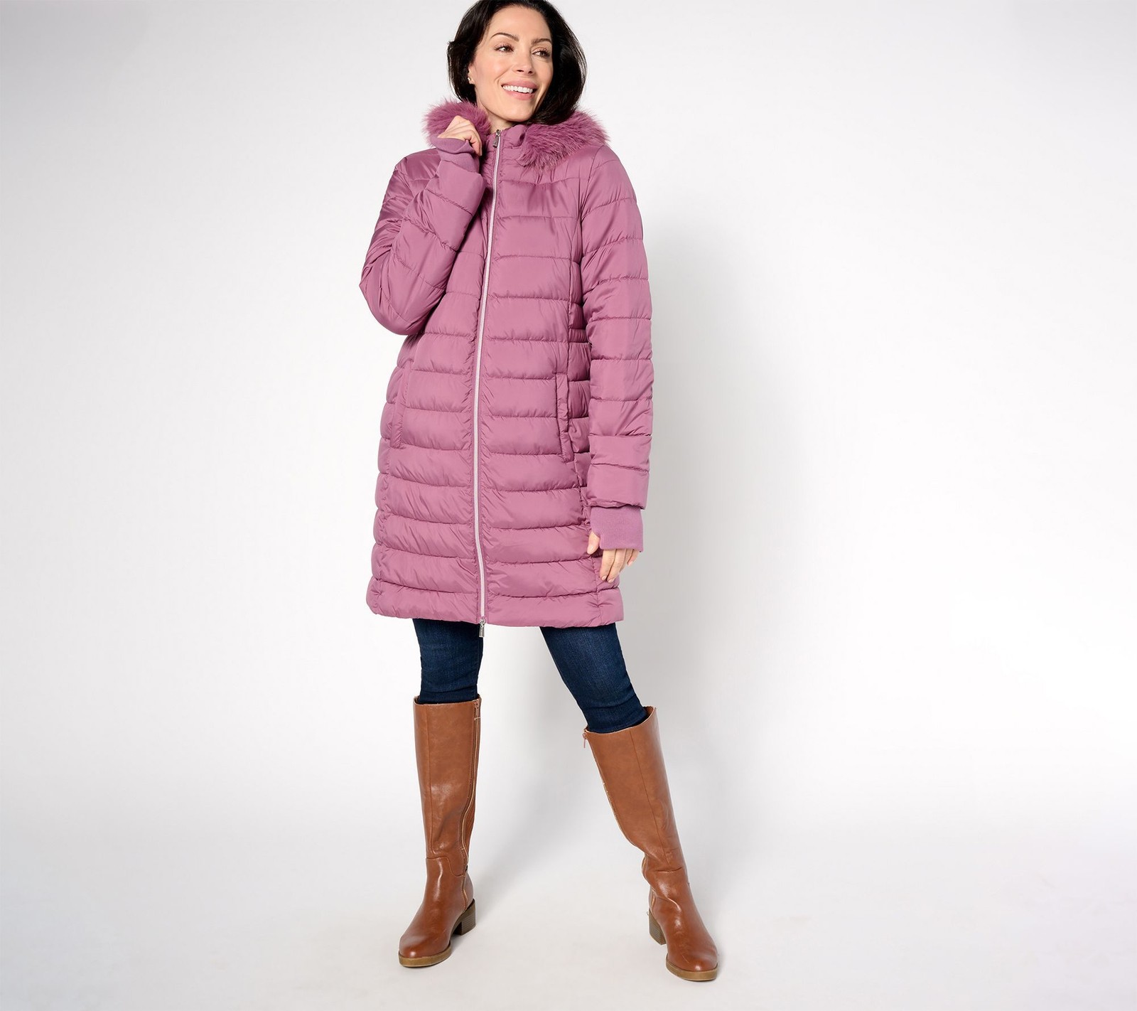 Susan Graver Women's Petite Jacket 1XP Water Resistant Quilted Purple A670981
