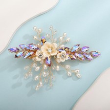 Sparkle Laser Purple Crystals Hair Piece for Brides Women Handmade Cute Hair ...