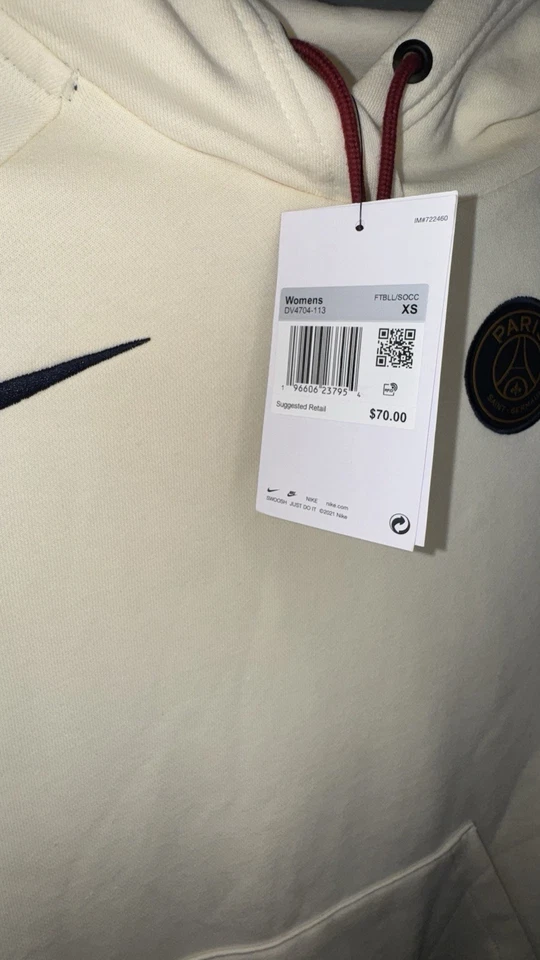 NUEVO Nike Air Jordan PSG Sudadera con Capucha Para Mujer Talla XS Beige Pullover Logo Sudadera Nueva con Etiquetas Foto 3 de 4