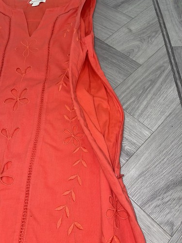 MONSOON sleeveless dress womens 10-12 coral embriodery anglais summer cotton - Picture 6 of 8