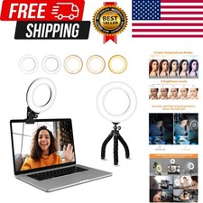 Video Conference Lighting Kit, Ring Light Clip on Laptop Monitor with 5 Dimma...