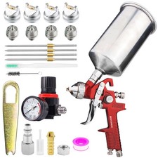 Hvlp Gravity Feed Spray Gun With 4 Nozzles 1.41.72.02.5mm And 1000cc