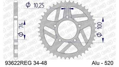 Kettenrad AFAM 520 LK 100 Ø 76 46Z 5-Loch Aluminium Gun Metal