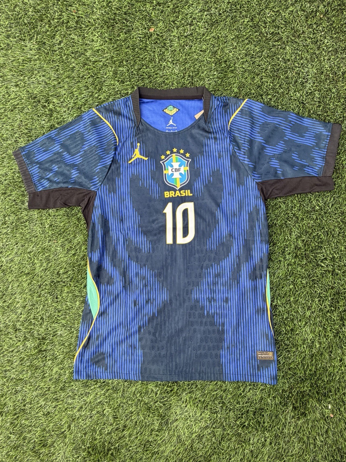 Brazil National Team Neymar Jr. #10 Soccer Jersey Blue Black Yellow Green Soccer