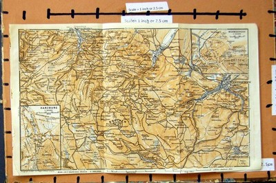 Original alte antike Druckkarte 1914 Deutschland Plan Harzburg Weringerode Brocken