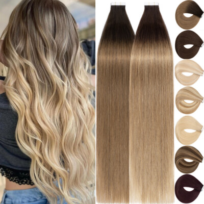 8A Indisches Tape In 100% Remy Echthaar Extensions 2,5g 10~60 Tressen Skin Weft