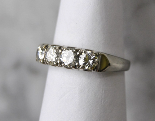 Vtg. four diamond line or wedding ring, flawless - Picture 11 of 12