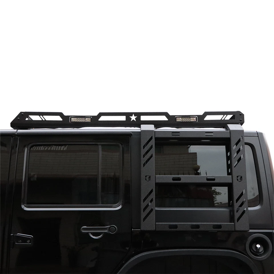 Vijay For 18-25 Jeep Wrangler JL Roof Rack Cargo Luggage Carrier W/Lights&Ladder Foto 3 de 4