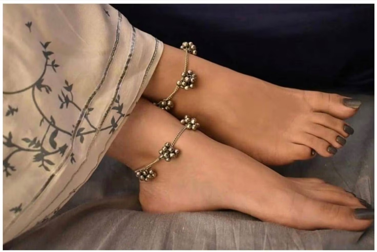 Ghungroo Anklet and bracelet combo Indian oxidised set of anklet