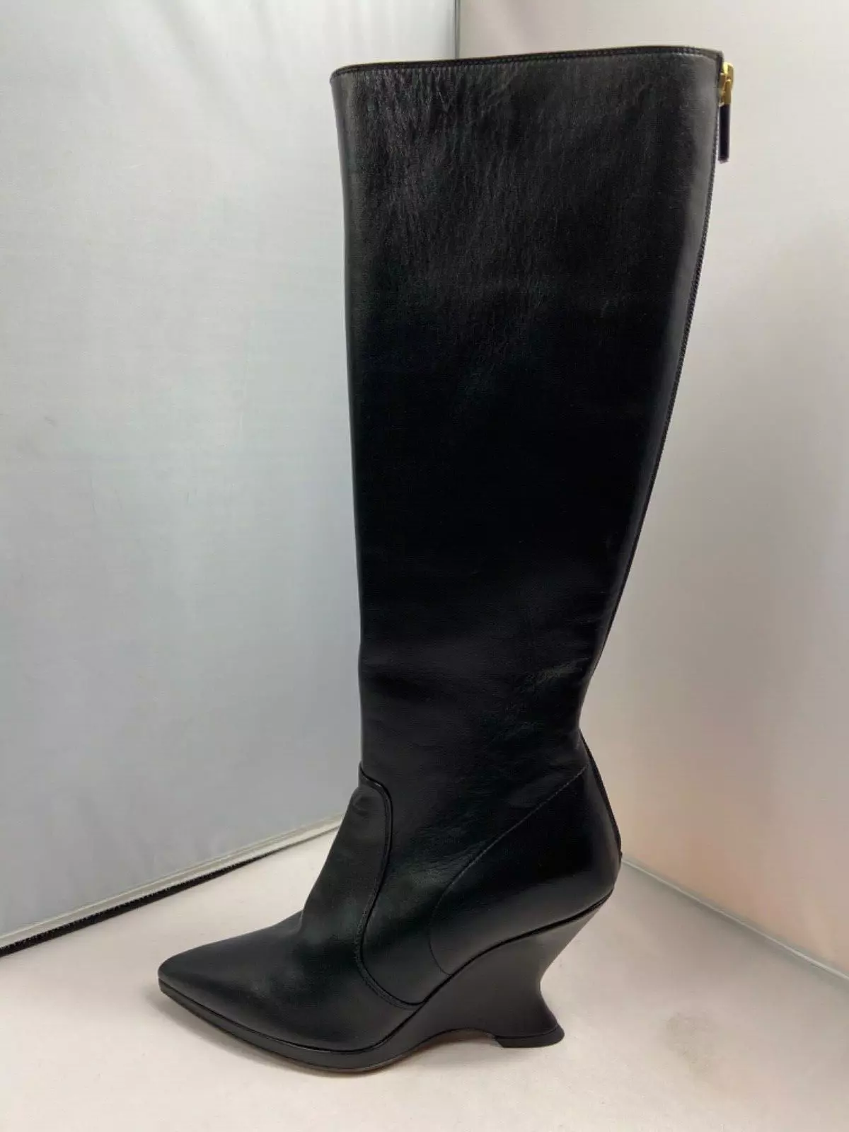 Bottes hautes genou en cuir noir 37