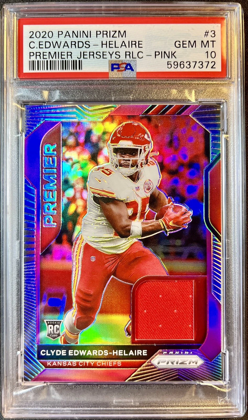 Clyde Edwards-Helaire Panini Prizm Premier Jerseys Relics #3 Pink