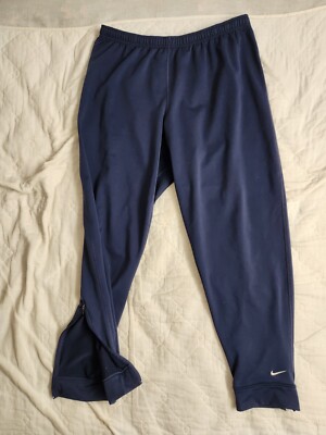 Vintage 90s Nike Sweatpants Mens Size 2XL Navy Blue Zip Cuff Swoosh Track Pants