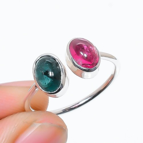 indicolite - Pink Tourmaline Gemstone Handmade 925 Sterling Silver Ring Size 7 - Picture 7 of 9