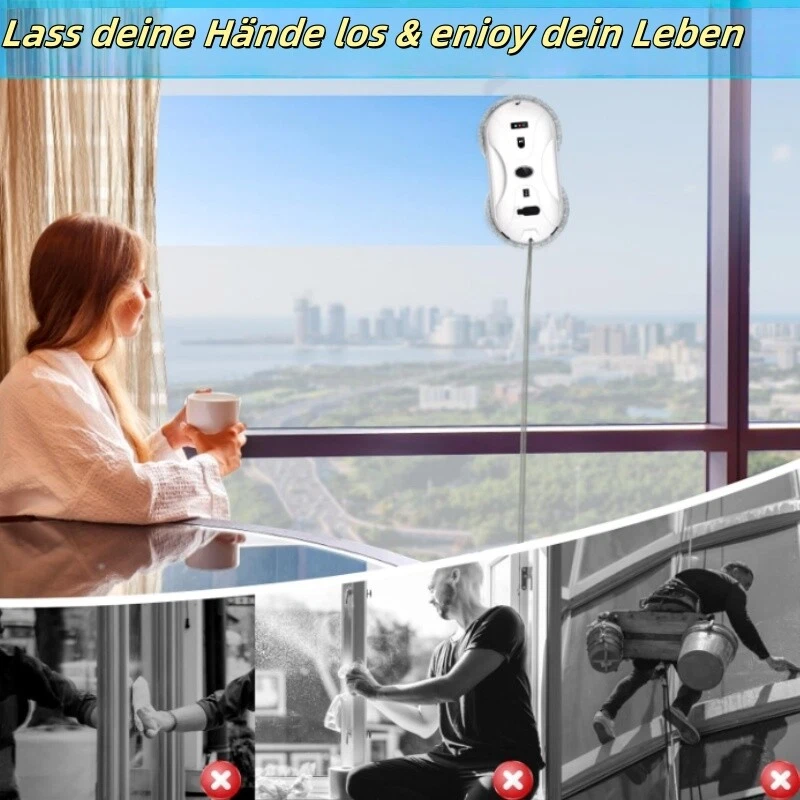 Intelligent Fensterputzroboter mit Dual-Sprüher,Fernbedienung Sicherheitsseil DE - Bild 4 von 4