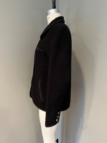 Talbots Womens Quilted Black Jacket Corduroy Trim Blazer Pockets Stretch SMALL - Picture 5 of 7