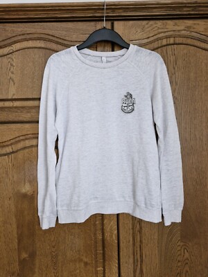 RVCA Womens Pullover Sweatshirt S White Gray Logo Long Sleeve Shirt Anchor Symbol