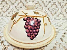 Tabletops Unlimited Villa Grande Butter Dish 8" Domed Covered Grapes Leaves Rare