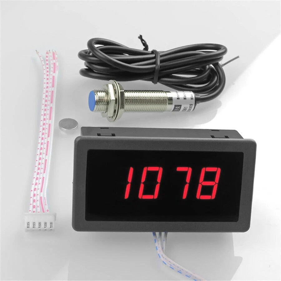 8-24V Car 4 Digital Red LED Tachometer RPM Speed Meter+NPN Hall Proximity - Image 4 of 4