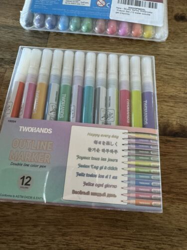 Twohands Double Outline Markers 12 Colors Self Outline & 12 Watercolor Markers - Picture 4 of 5