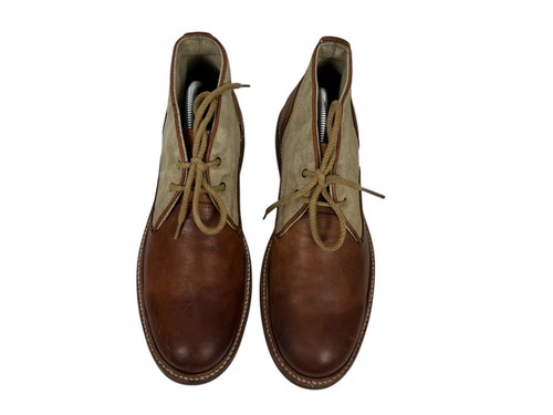 Frye Mens Boots 9.5 Brown Leather Canvas Chukka Desert Distressed Outdoor - Picture 8 of 14