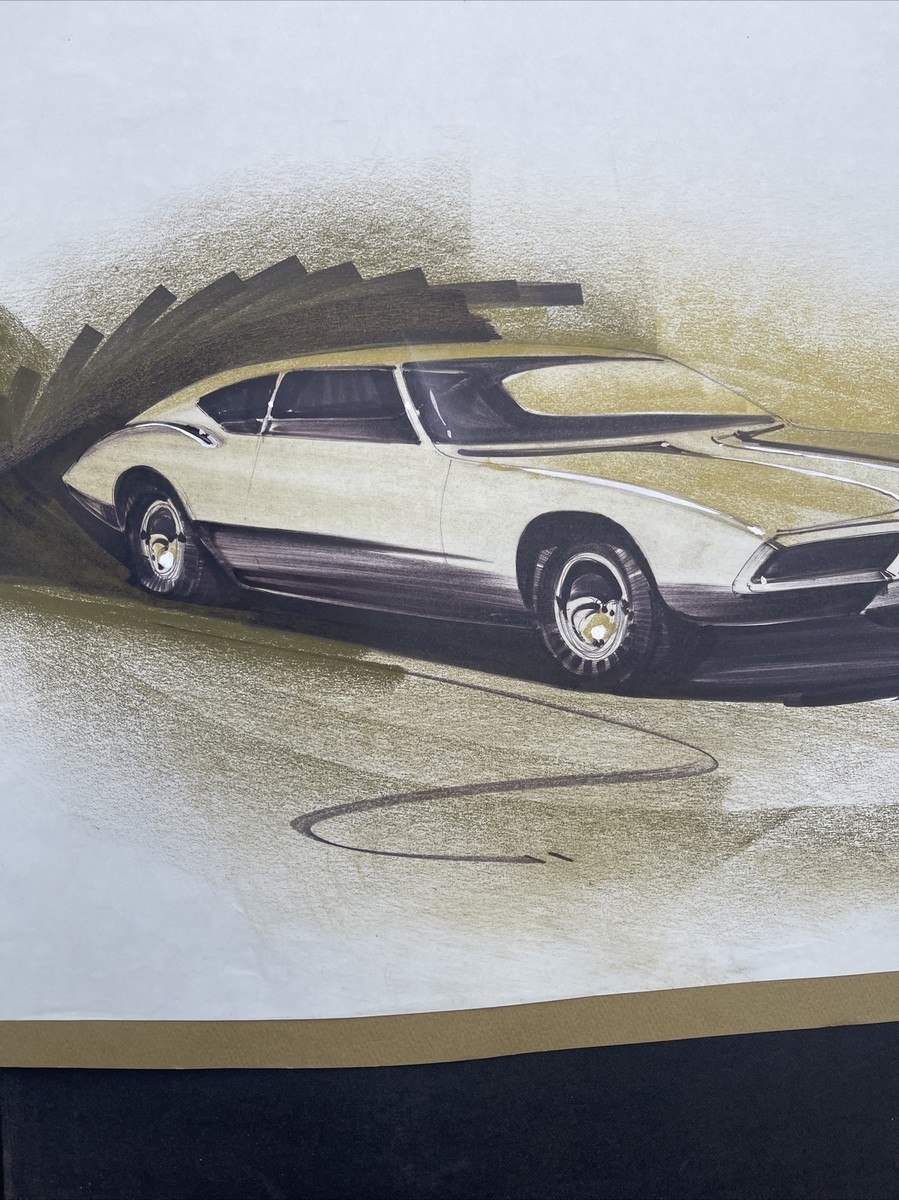 Rare Original 1960s Future Prototype Concept Car Art Edward T