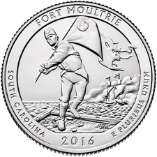 2016-P FORT MOULTRIE, SOUTH CAROLINA "ATB" NATIONAL PARK QUARTER 1-COIN BU
