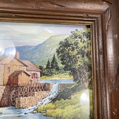 Vintage Dark Wood Inset Frame Art Print Country Landscape Scene by Lloyd Harding - Picture 4 of 8