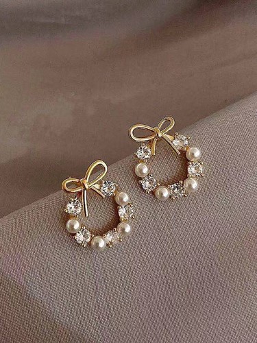 Aretes Argollas Colgantes Joyería Moda Para Mujer Perlas