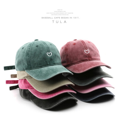 Baseballmütze Herren Damen personalisiert gewaschen Vintage Herz Stickerei verstellbar