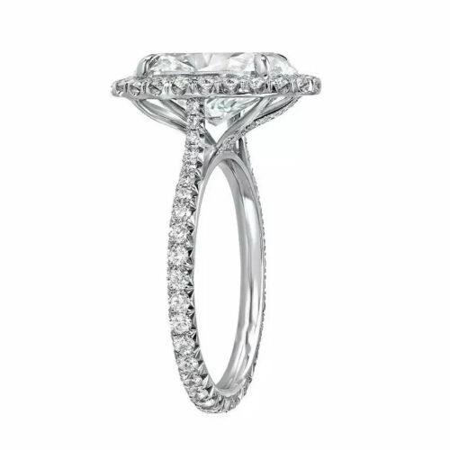 5.25 Ct Certified Oval Cut White Natural Diamond 925 Silver Engagement Ring - Picture 2 of 7