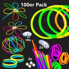 100 Stk. Knicklichter | Armreifen | Leuchtst&auml;be | Glowsticks, Party Leuchte Deko