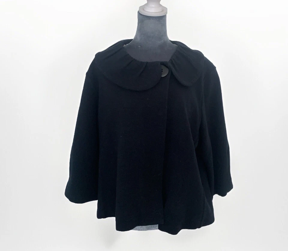 Chaqueta Abrigo Chalet Mujer XL Forrada 1 Botón Negra 3/4 Diseñador Hecha en EE. UU. Foto 2 de 4