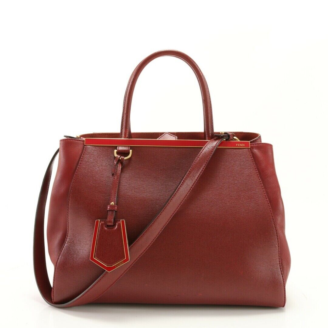 Fendi 2JOURS TOUJUR LEATHER 2WAY SHOULDER BAG RED TOTE HAND Fendi 2JOURS TOUJUR LEATHER 2WAY SHOULDER BAG RED TOTE HAND