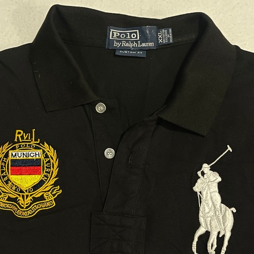 Polo Ralph Lauren Big Pony Shirt Mens XXL 2XL Black Munich Rugby #5 RLPC - Imagen 2 de 6