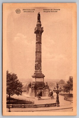 Brussels Belgium Congress Column Albert Postcard c1930s