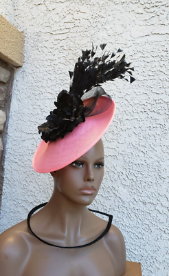 coral fascinator large wedding church Kentucky Derby fancy dress formal |  eBay
