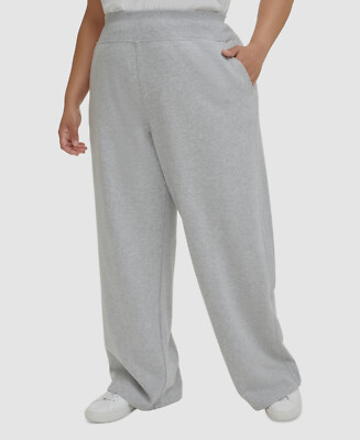 Calvin Klein Women's Gray High-Waist Wide-Leg Sweatpants Pants