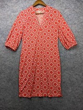 Banana Republic Dress Womens Small Orange White Geometric 3/4 Sleeve Shift Mini