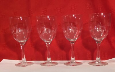 Set Of 4 Eiffel Tower Stemware Wine Glasses Cafe A La Tour Eiffel