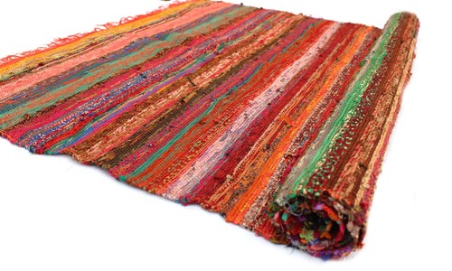 Indian Handmade Chindi Rug, Area Rag Run, Bohemian Floor Carpet Rug - Picture 4 of 9