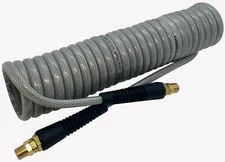 HEAVY DUTY 250 PSI Braided Poly Coiled Hose 1/4 ID 3/8 OD X 20 FT Coil 1/4" MNPT