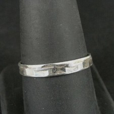 Ring Silver Band Lines with Texture Sterling 925 Size 9 Ring Band