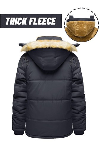 Men's Winter Hoodie Jacket Water Repellent Windproof Thicken Parka Fleece Coats - 第 2/5 張圖片