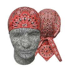 Classic Red Rhinestones Paisley Bandanna Cotton Durag Head Wrap Sweatband Biker