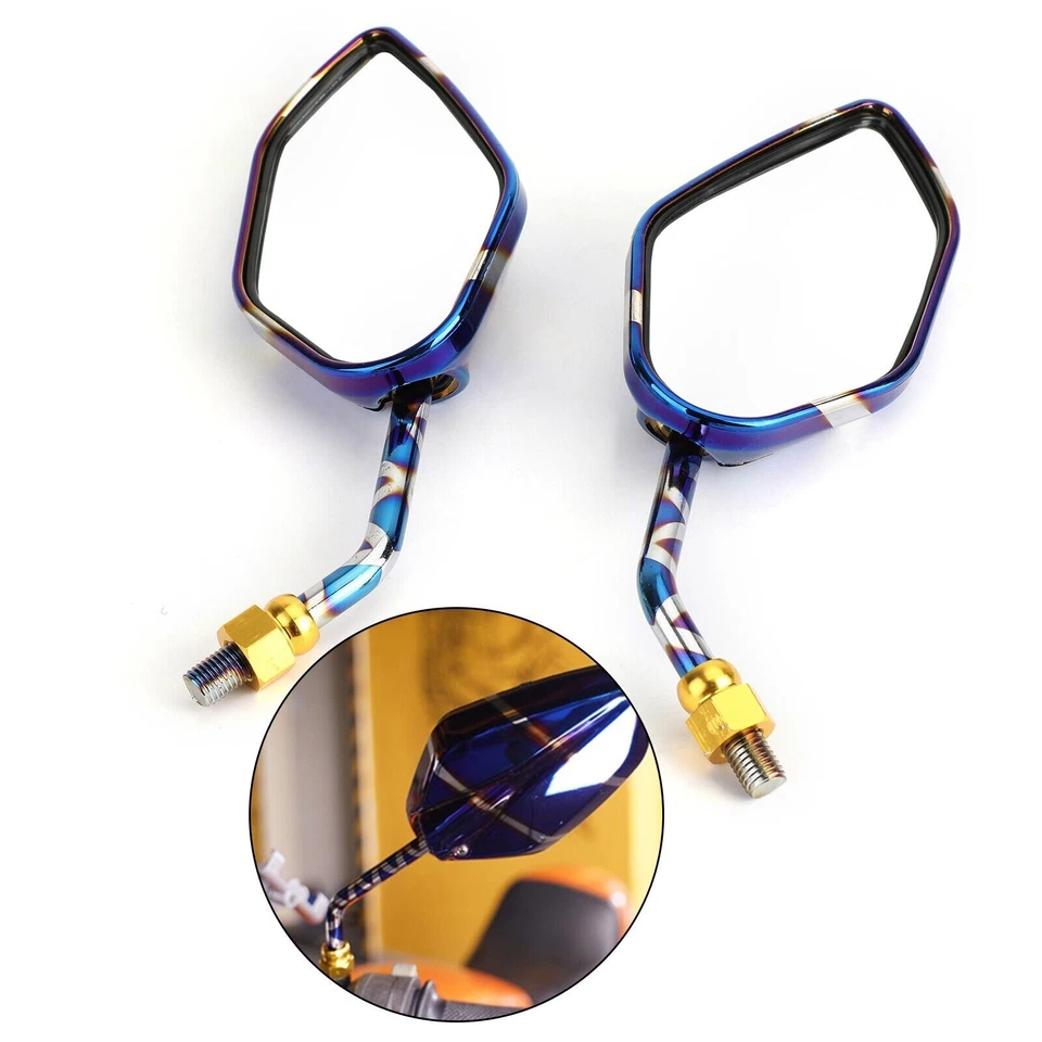 Rearview Side Mirrors 10mm M10 for Motorcycle Scooter Cruiser Chopper  Sportbike Foto 3 de 4