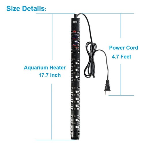 Aquarium Heater 500 Watt, Fish Tank Heater 75 Gallon 80 Gallon 90 Gallon 100 Gal - Picture 4 of 7