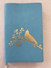 Flora and Fauna Collection Bible Blue Turquoise/Gold Bird Zondervan NIV