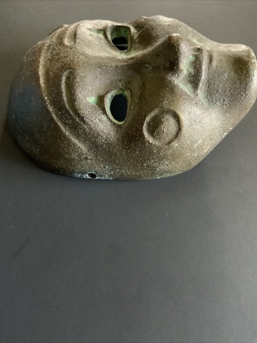 Miniature Vintage Brass Clown Acting Harlequin Mask 3” - 第 3/4 張圖片