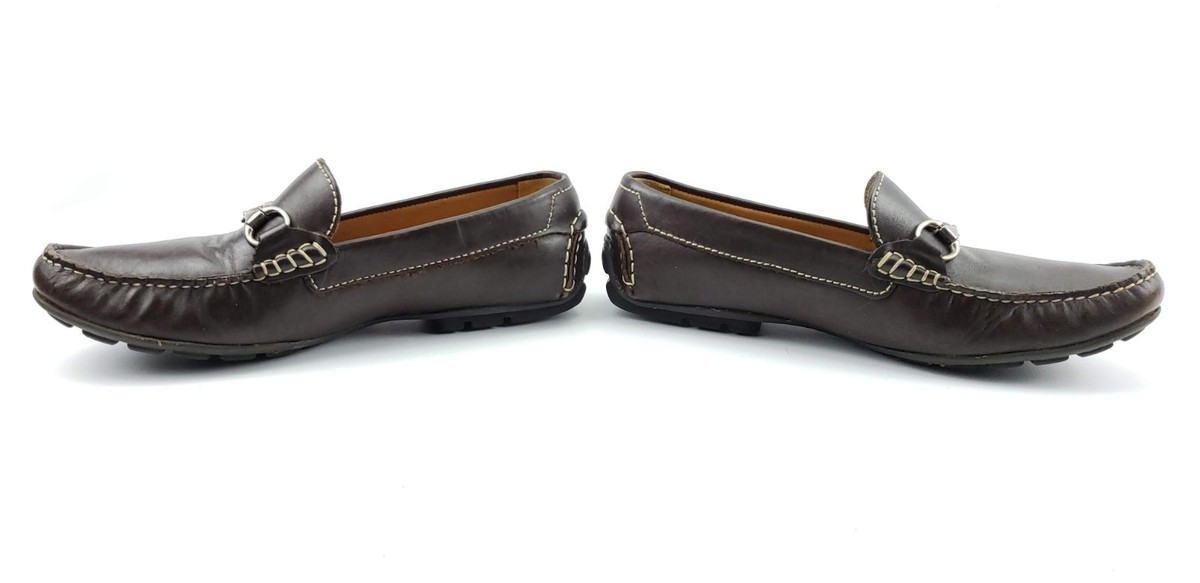 Peter Millar Mens Sz 11m Brown Leather Horse Bit Slip on Driving